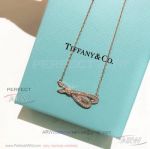 AAA Clone Tiffany Bow Diamond Paved Rose Gold Necklace 